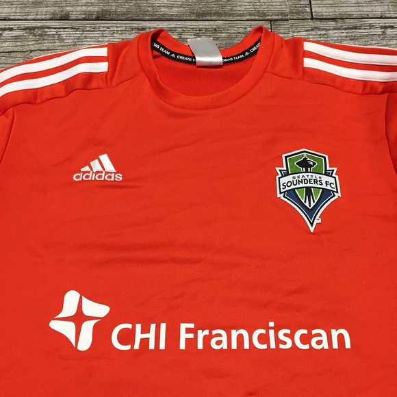 Adidas Seattle Sounders FC Sweatshirt Men’s M Orange White Pullover - Picture 6 of 8